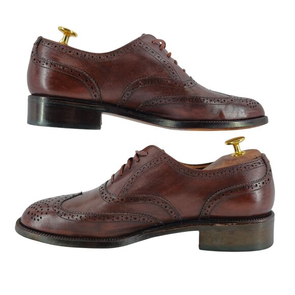 Vintage Bally France Men's Size 7.5D Brown Leather Dress Shoes Wingtips Oxfords - Picture 5 of 11